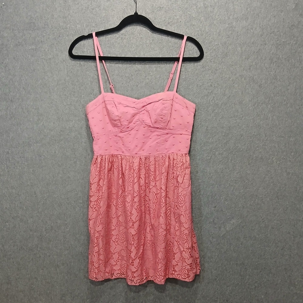 American Eagle S Mini Dress 100% Cotton smocked back granola sundress lace